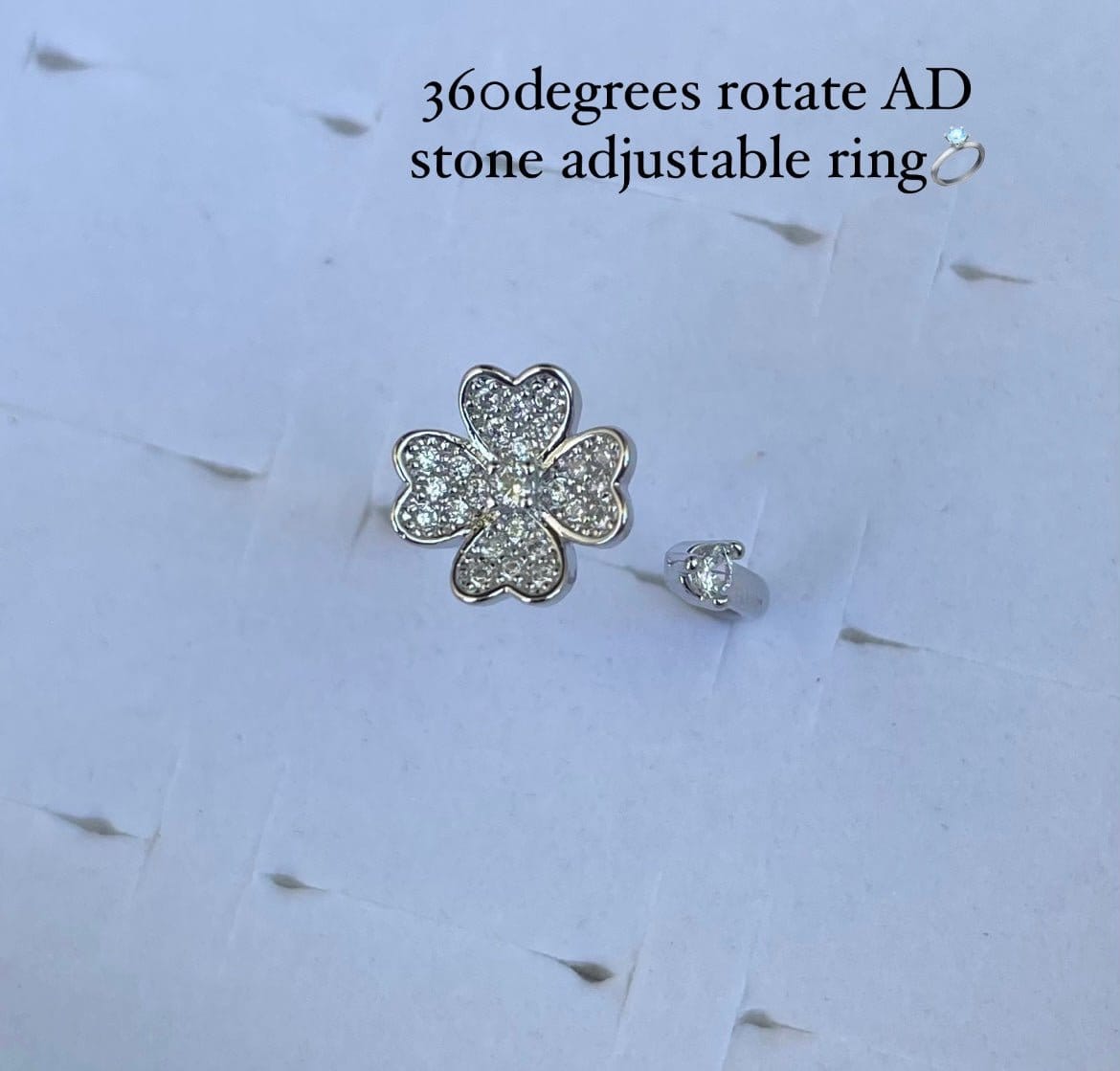 360 rotating AD stone adjustable finger rings - Alluring Accessories