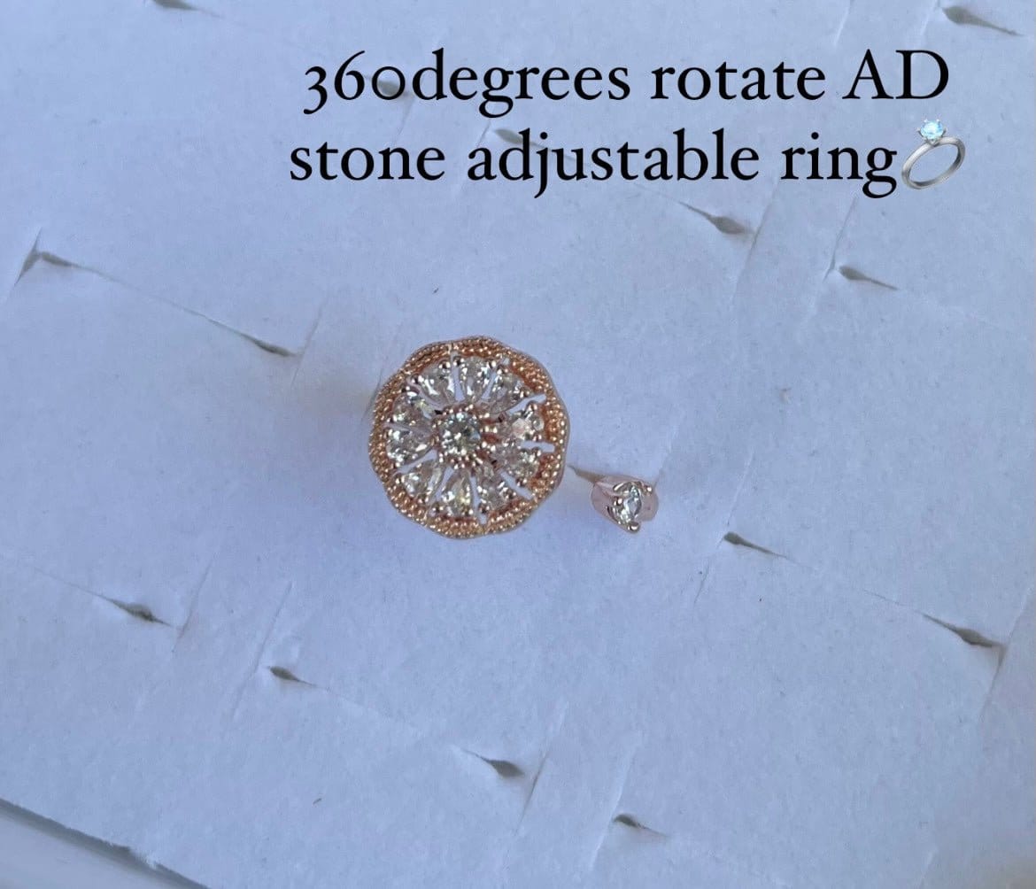 360 rotating AD stone adjustable finger rings - Alluring Accessories