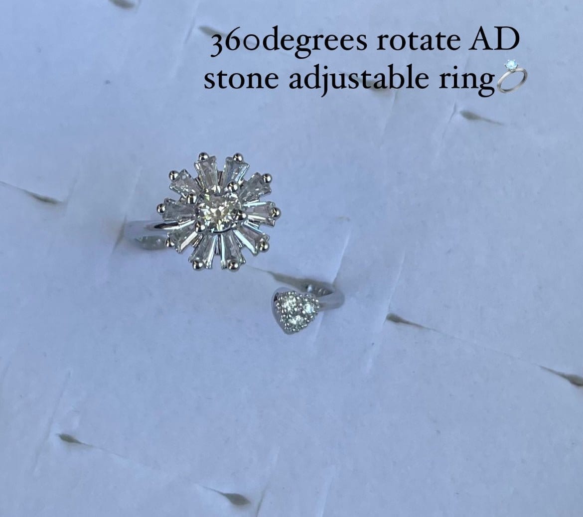 360 rotating AD stone adjustable finger rings - Alluring Accessories