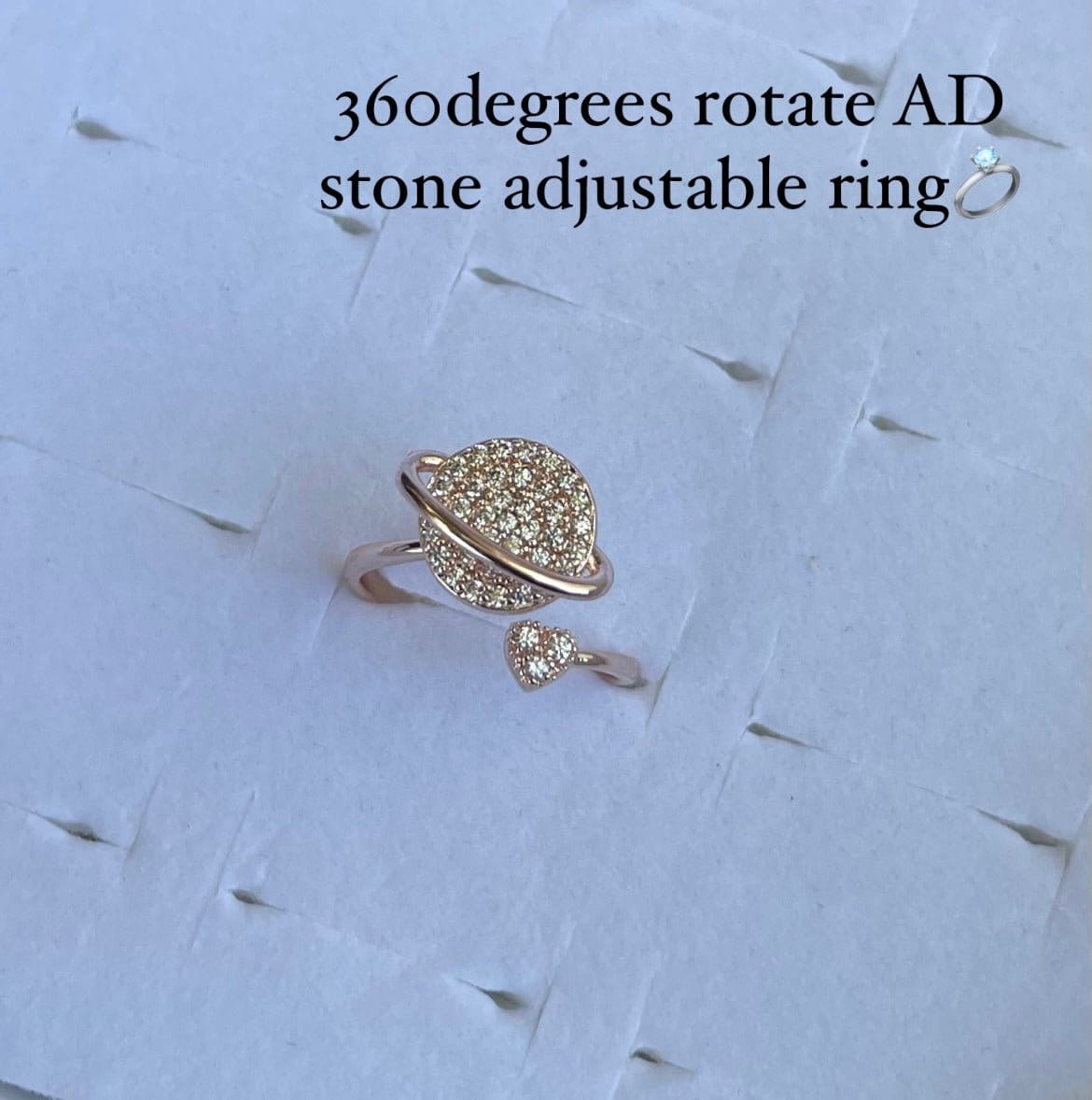 360 rotating AD stone adjustable finger rings - Alluring Accessories