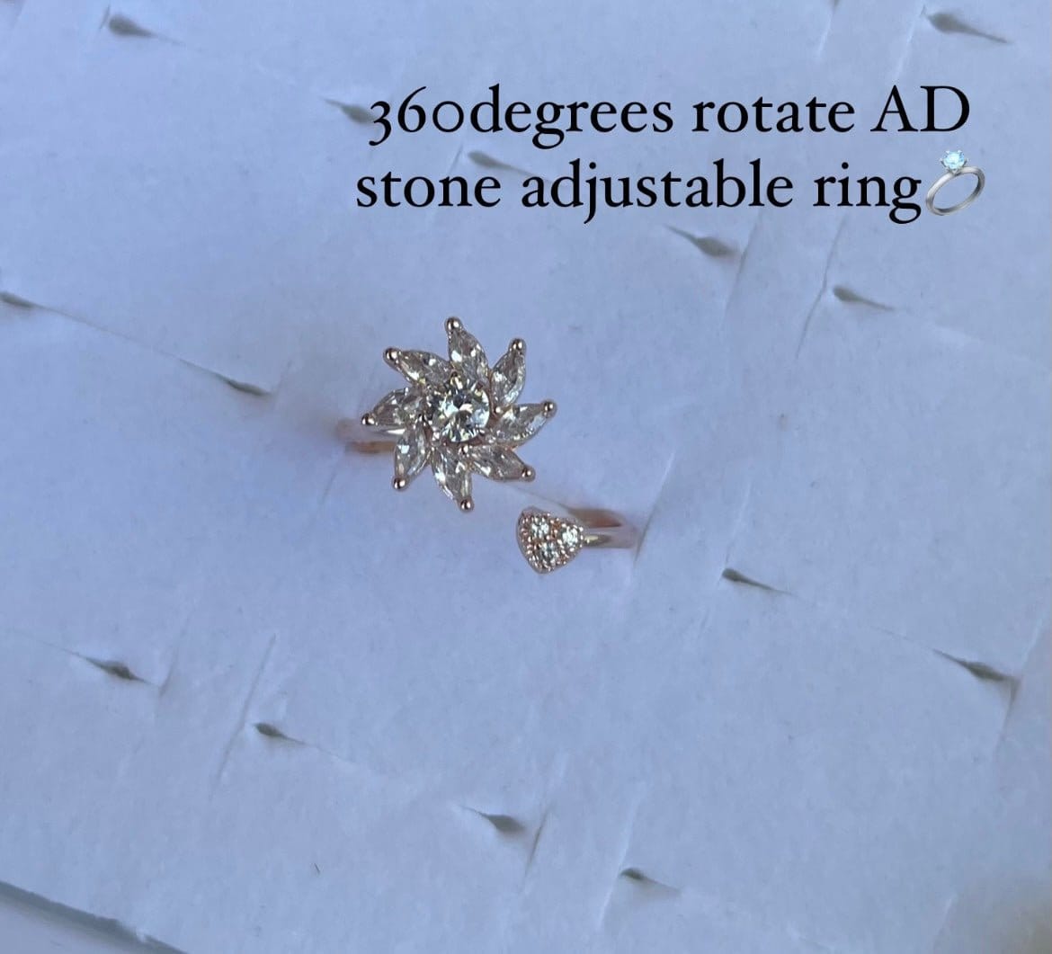 360 rotating AD stone adjustable finger rings - Alluring Accessories