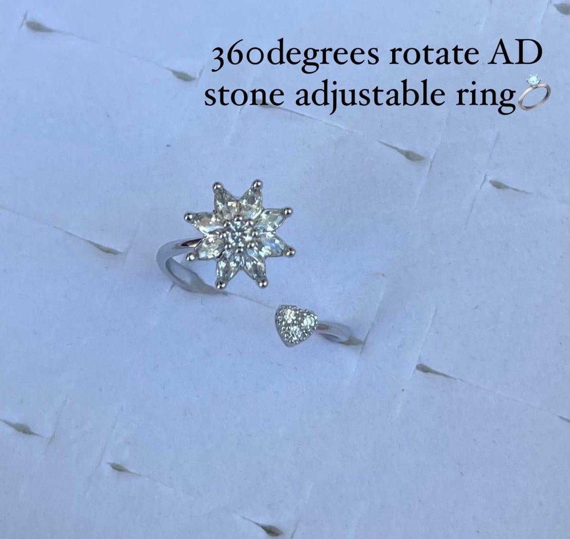 360 rotating AD stone adjustable finger rings - Alluring Accessories