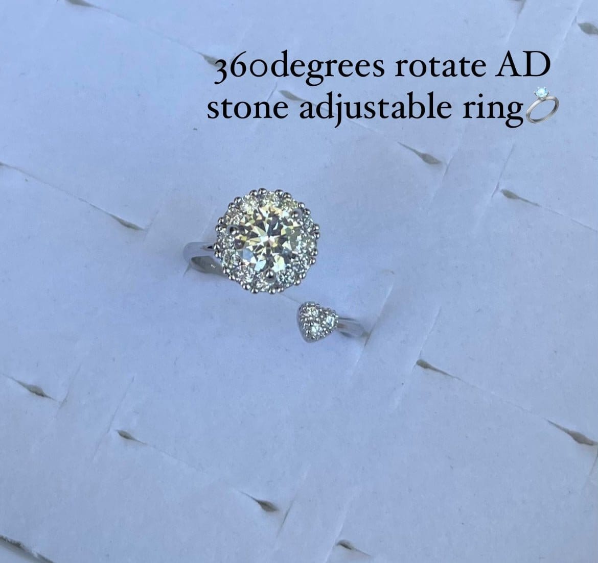 360 rotating AD stone adjustable finger rings - Alluring Accessories