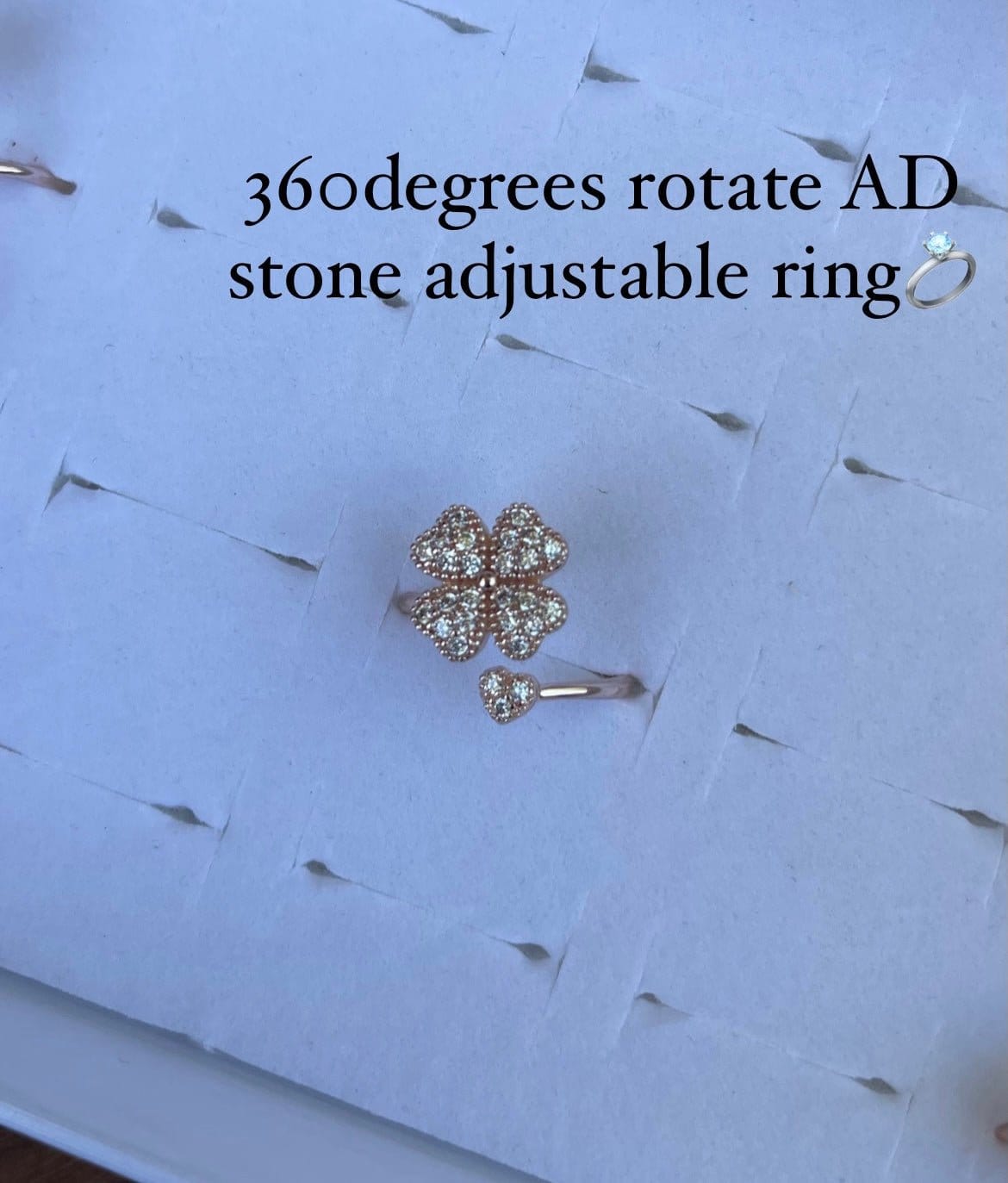 360 rotating AD stone adjustable finger rings - Alluring Accessories