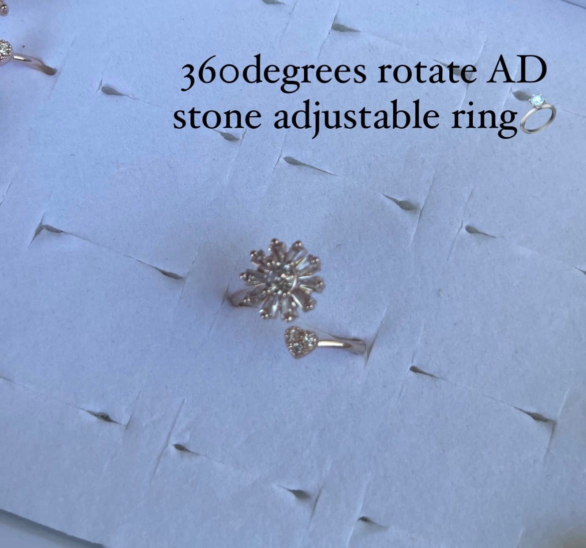 360 rotating AD stone adjustable finger rings - Alluring Accessories