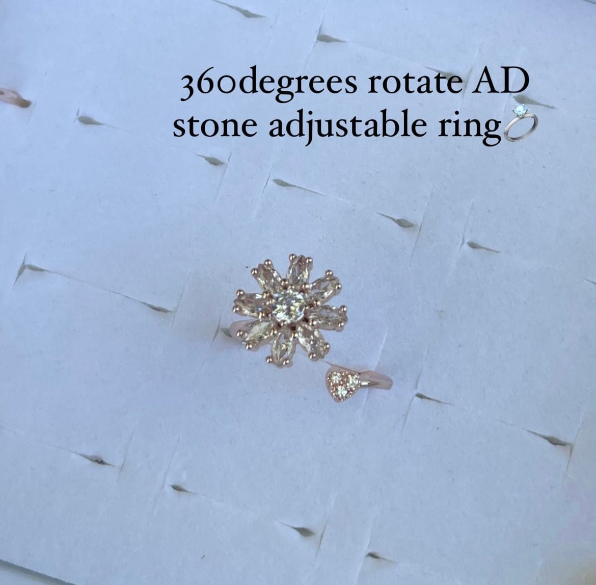 360 rotating AD stone adjustable finger rings - Alluring Accessories