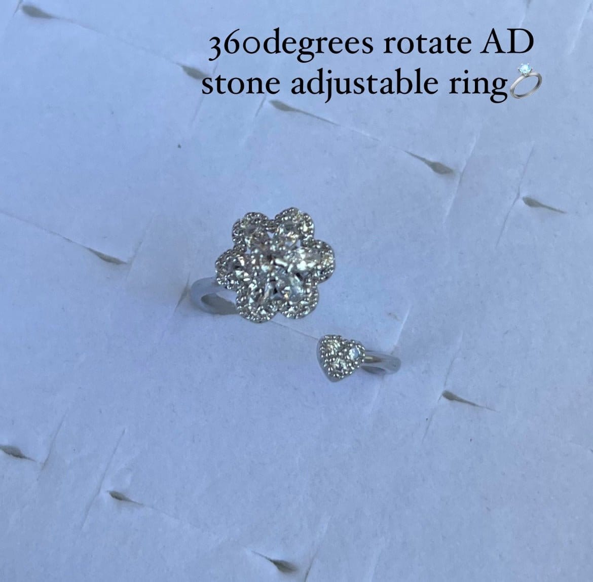 360 rotating AD stone adjustable finger rings - Alluring Accessories