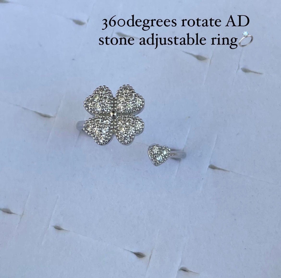 360 rotating AD stone adjustable finger rings - Alluring Accessories