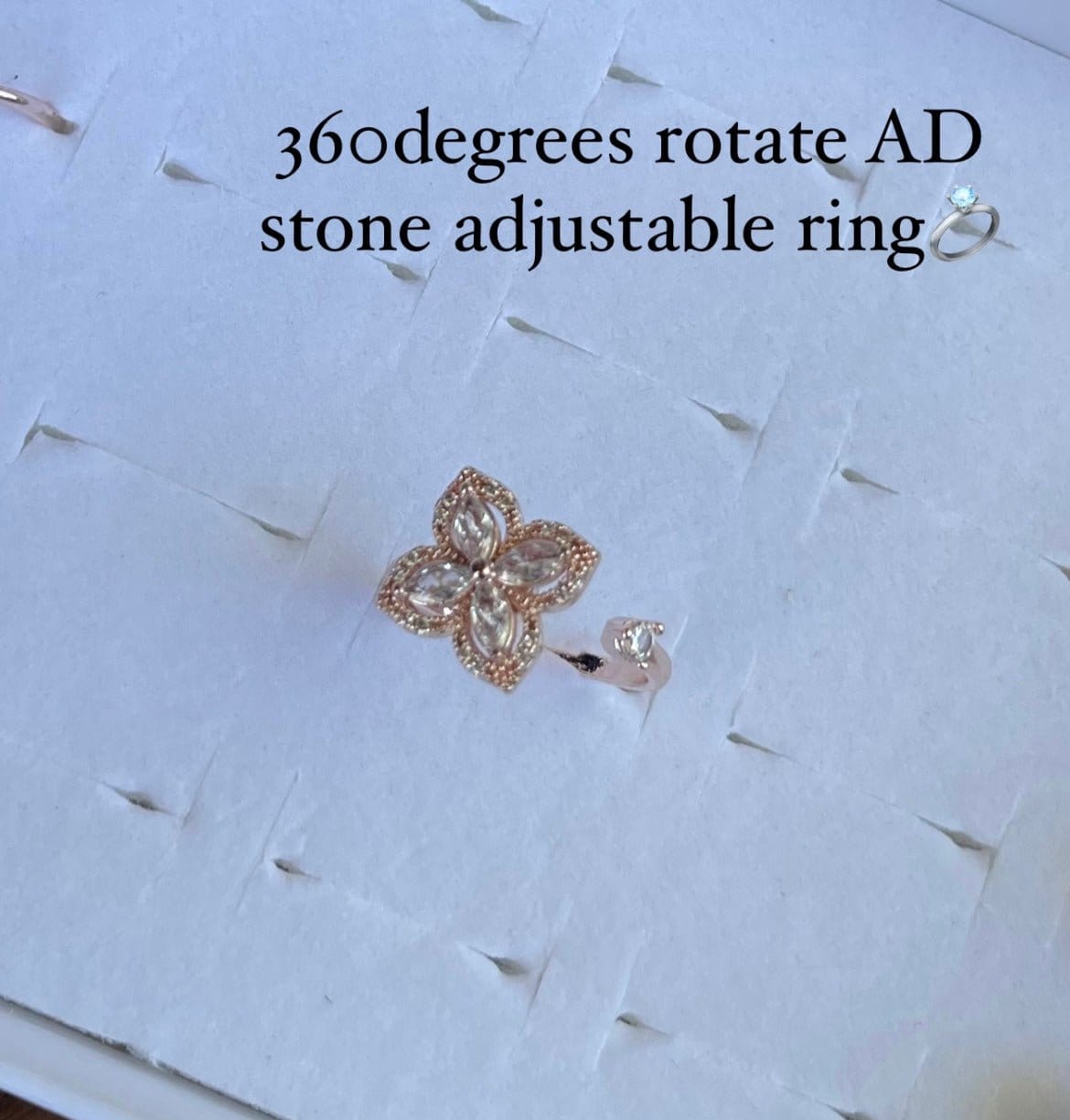 360 rotating AD stone adjustable finger rings - Alluring Accessories