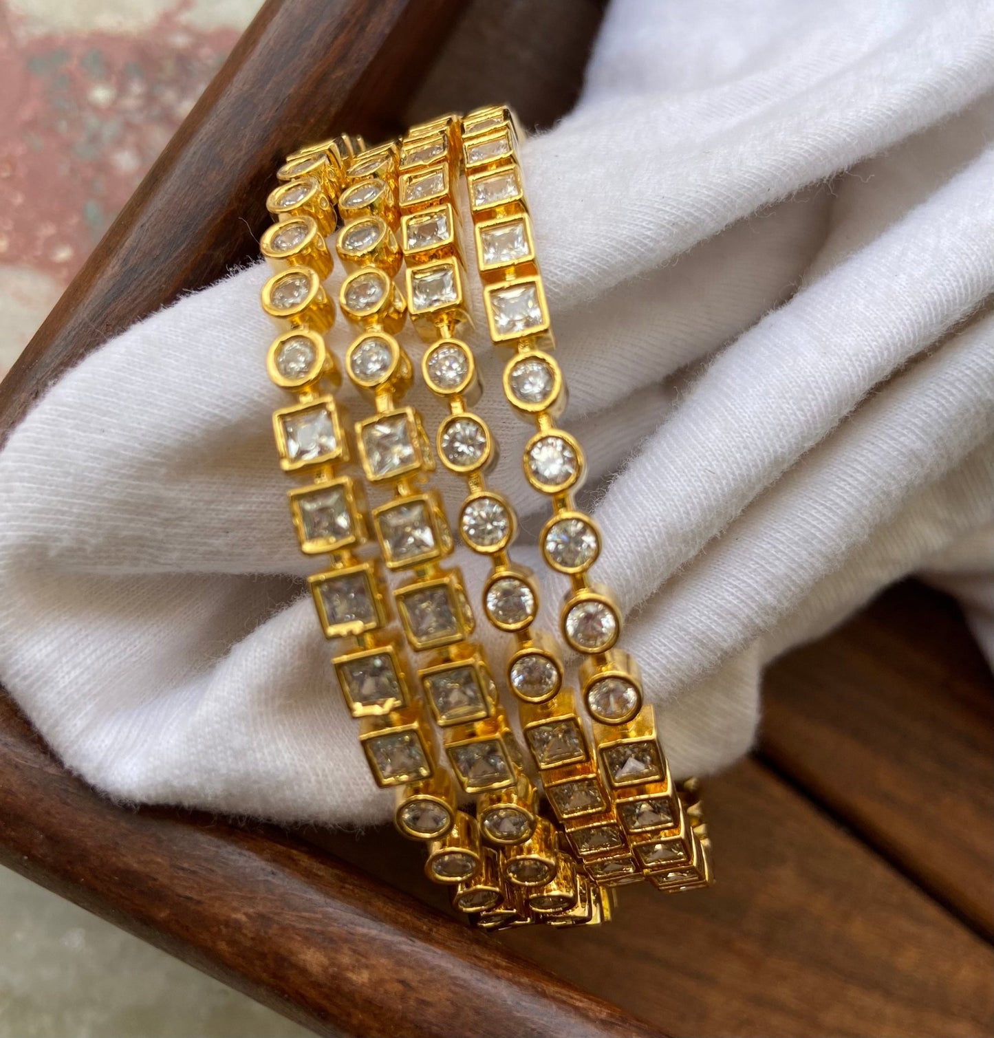 4 stone round and square bangles( colour options) - Alluring Accessories