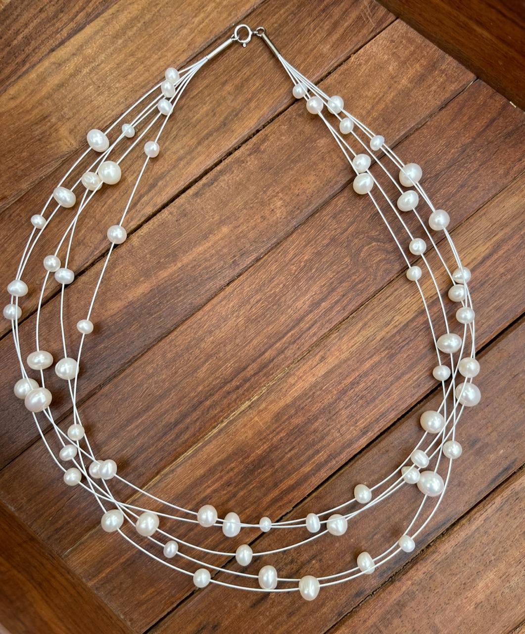 5 layered pearl necklace - Alluring Accessories