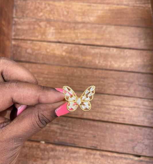 Adjustable AD stone butterfly ring - Alluring Accessories