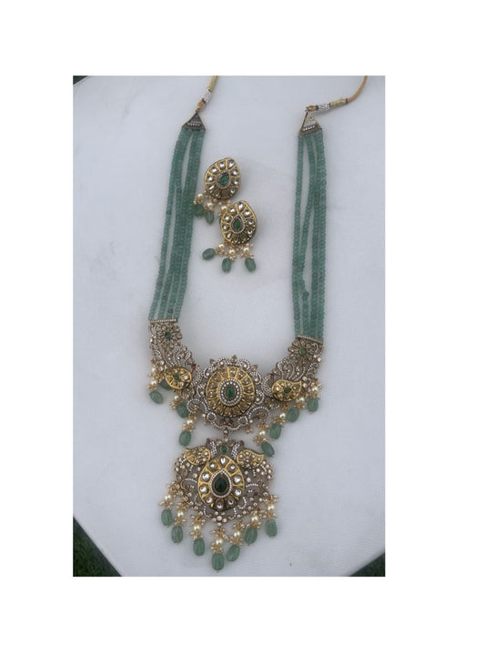 Affordable heavy look long victorian haram with earrings - Alluring Accessories