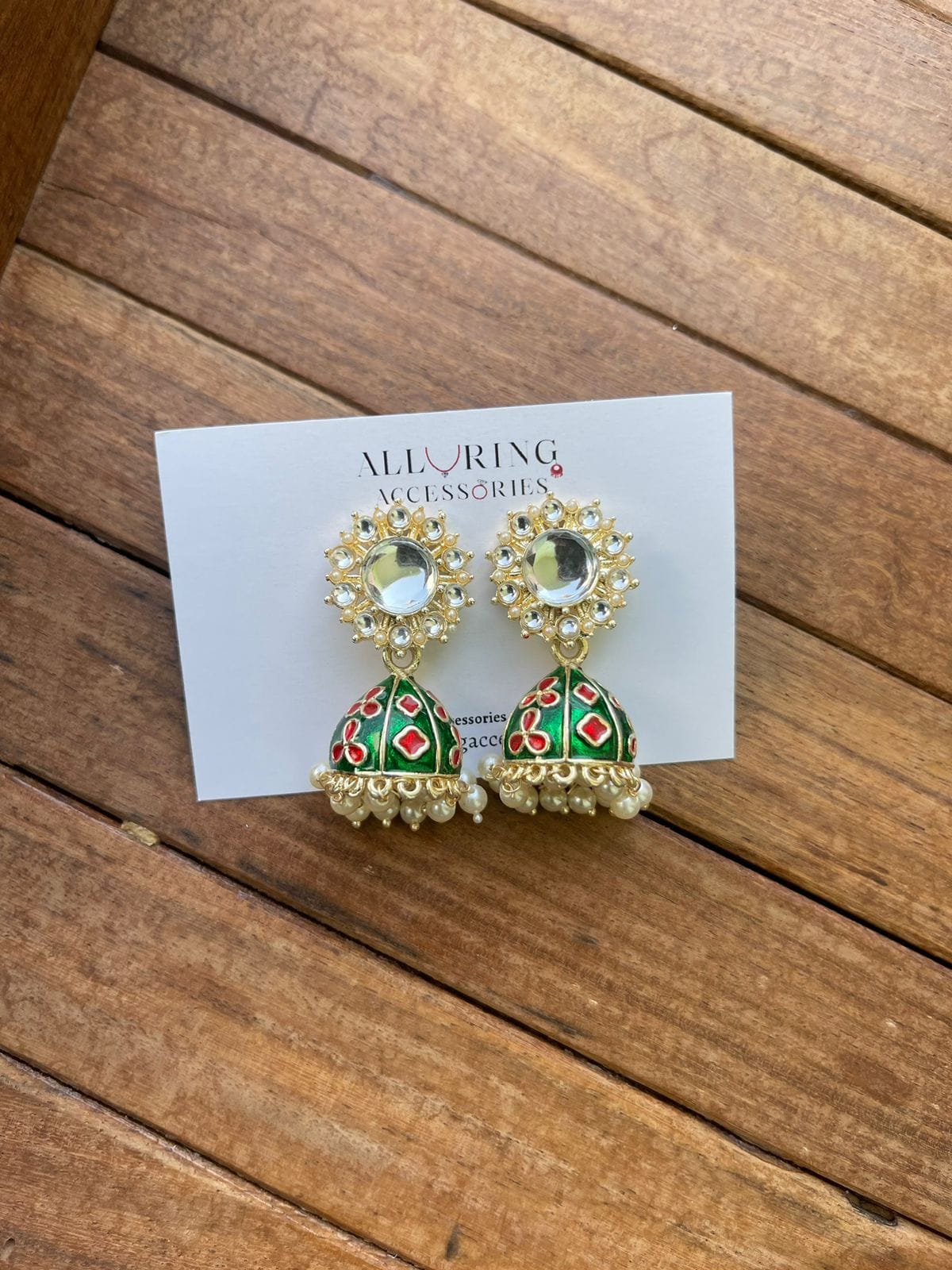 Affordable kundan meenakari jhumkas - Alluring Accessories