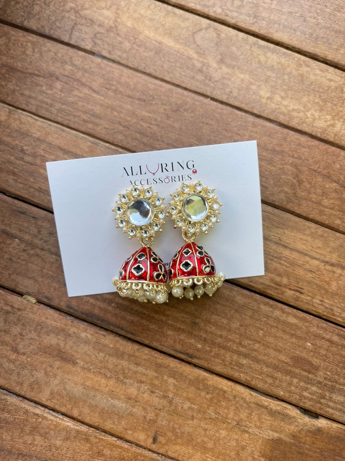 Affordable kundan meenakari jhumkas - Alluring Accessories