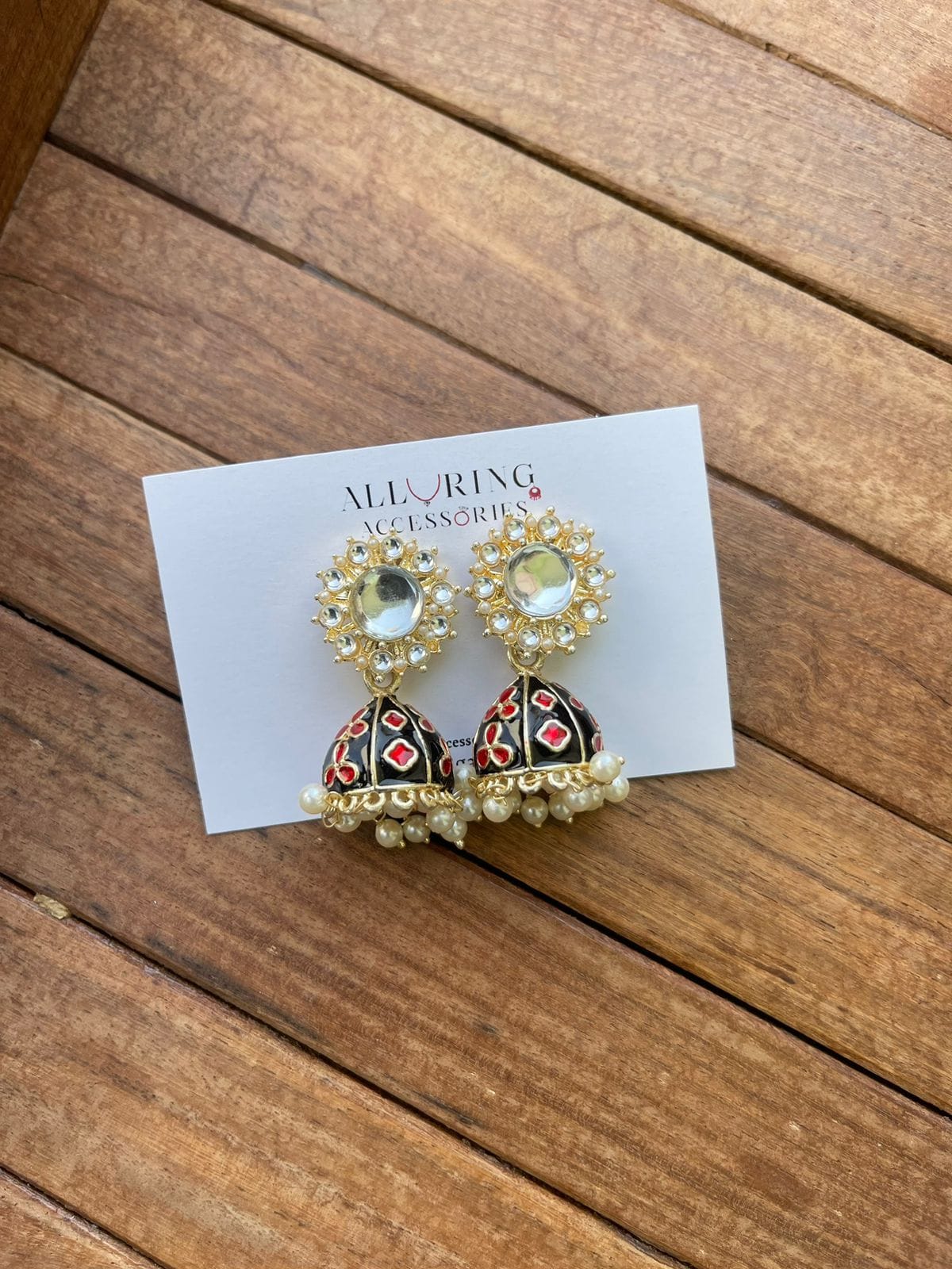 Affordable kundan meenakari jhumkas - Alluring Accessories