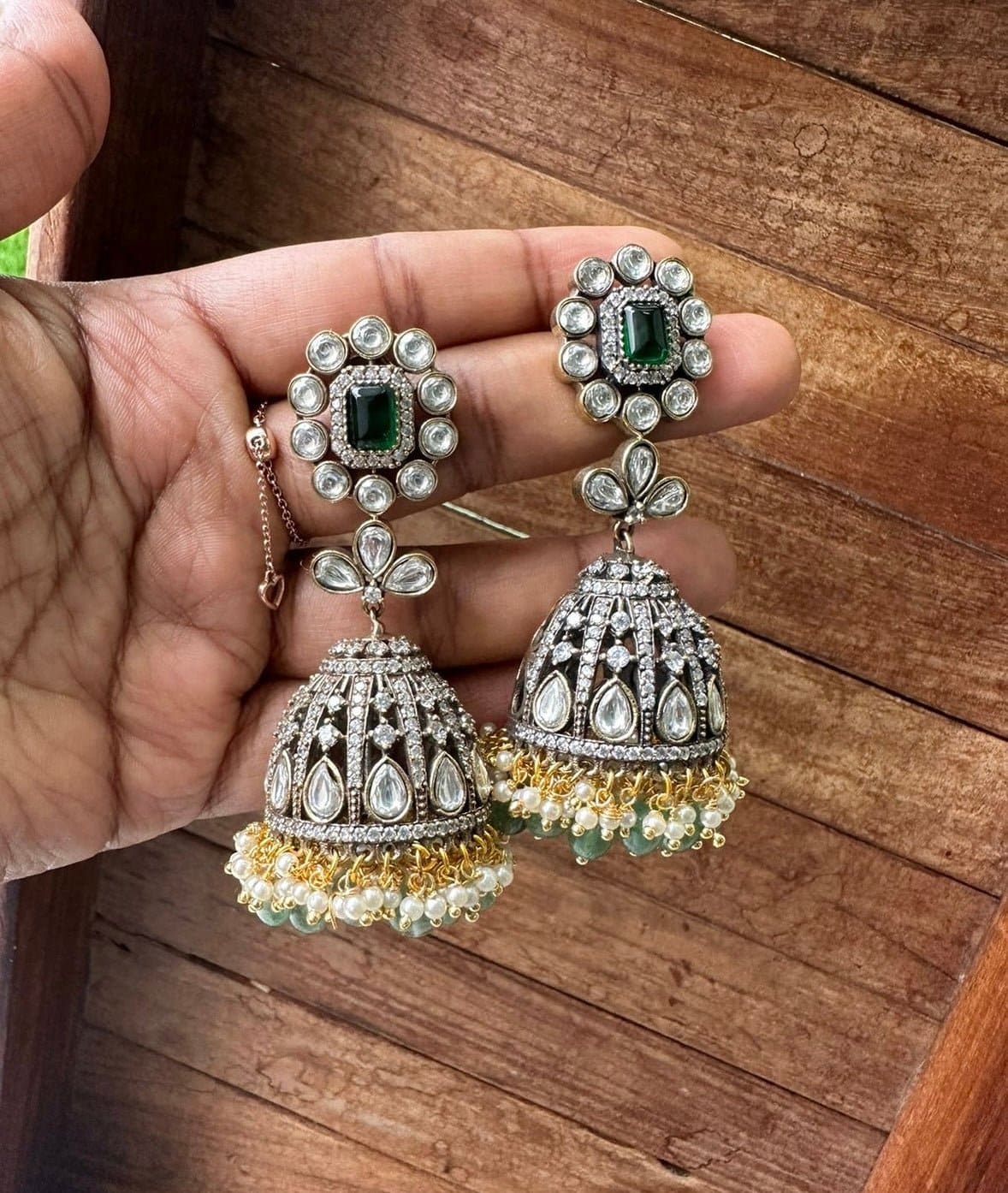 Affordable long rectangle Victorian jhumkas - Alluring Accessories