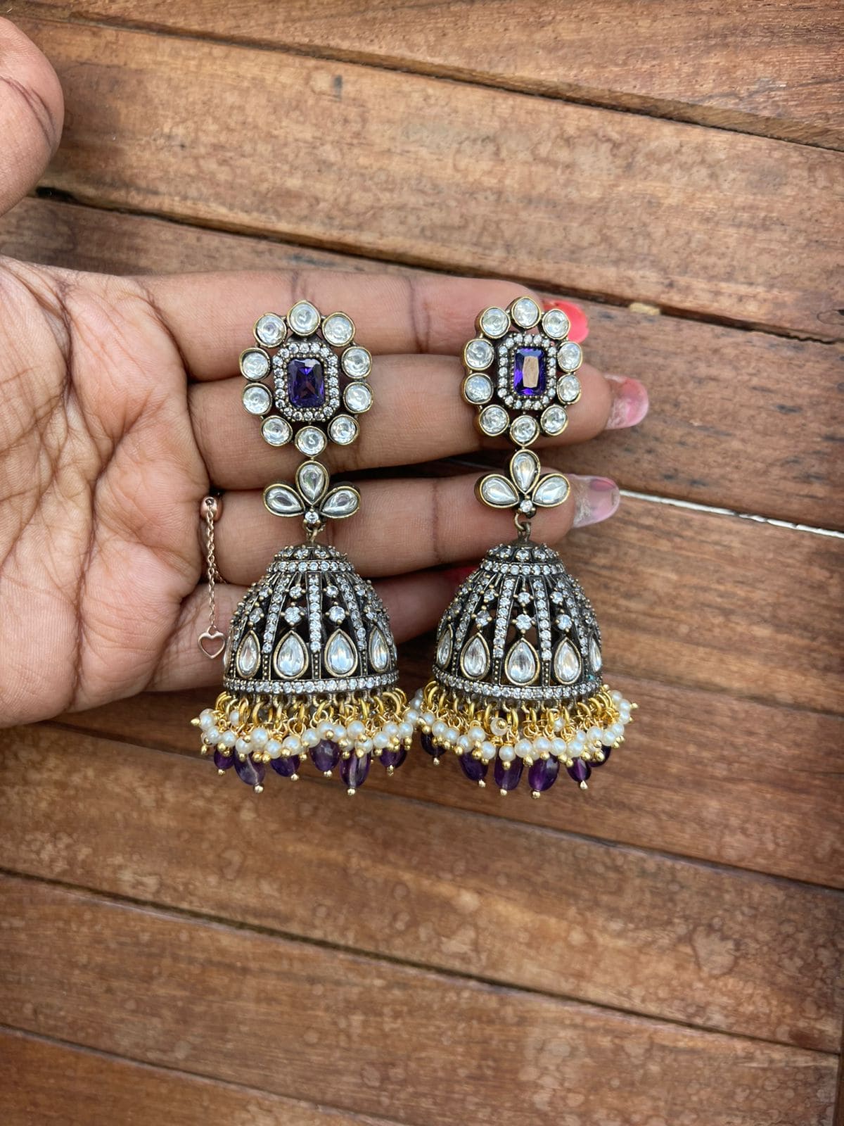 Affordable long rectangle Victorian jhumkas - Alluring Accessories