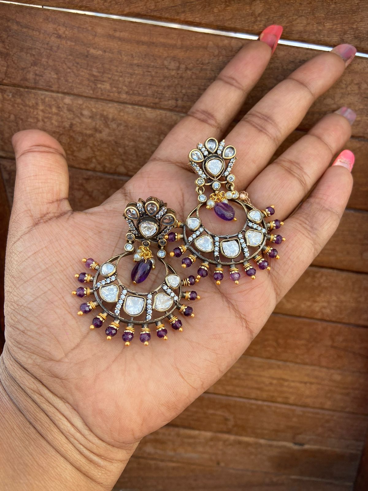 Affordable moissanite chandbali earrings - Alluring Accessories