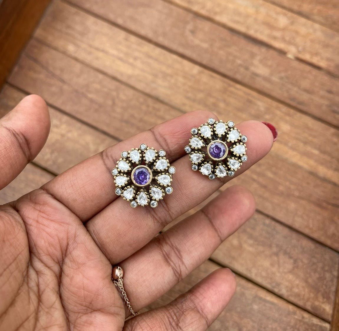 Affordable moissanite purple studs - Alluring Accessories