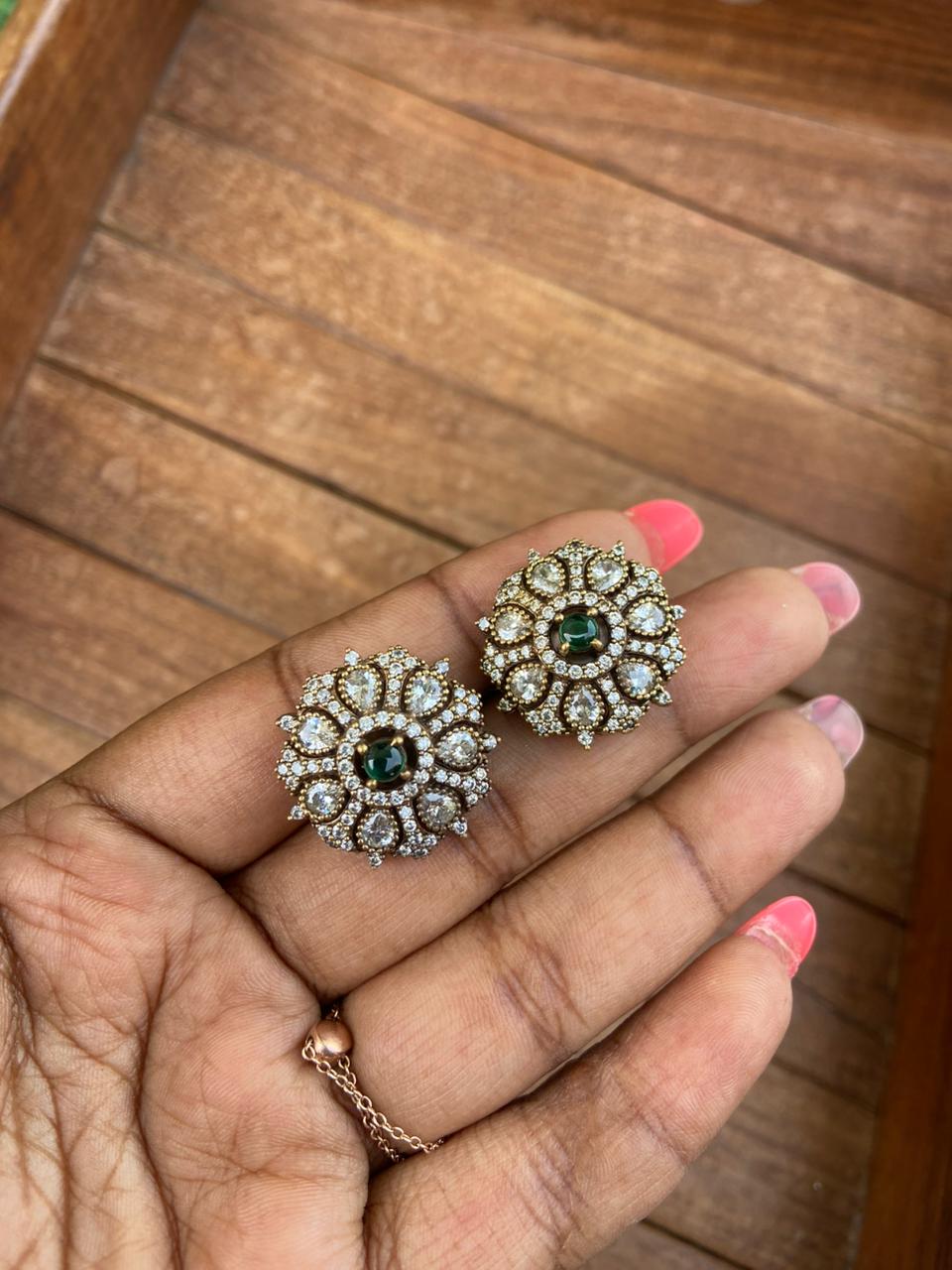 Affordable round moissanite green studs - Alluring Accessories