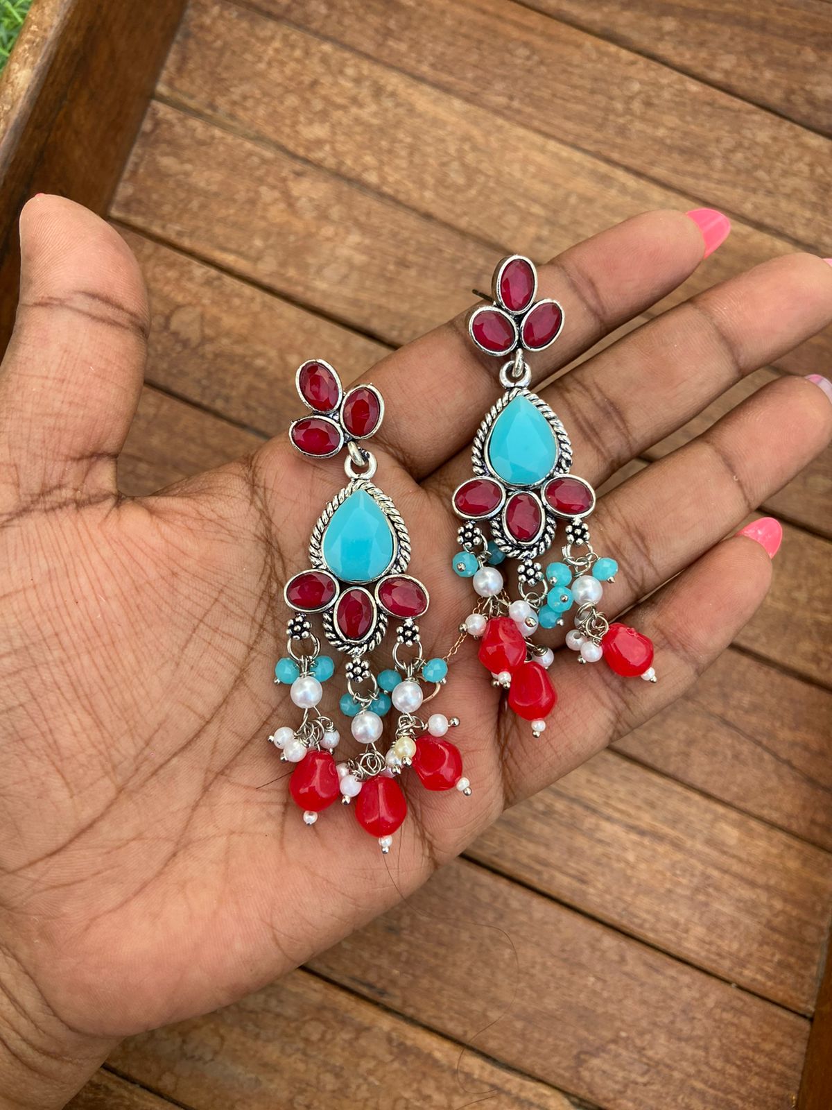 Afghani designer colourful earrings - Alluring Accessories