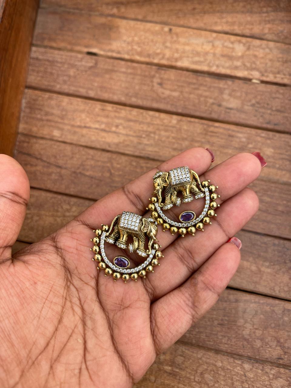 Antique elephant designer chandbalis - Alluring Accessories