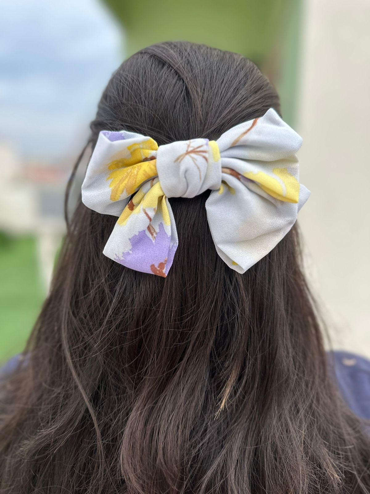 Big size floral bow alligator clip - Alluring Accessories