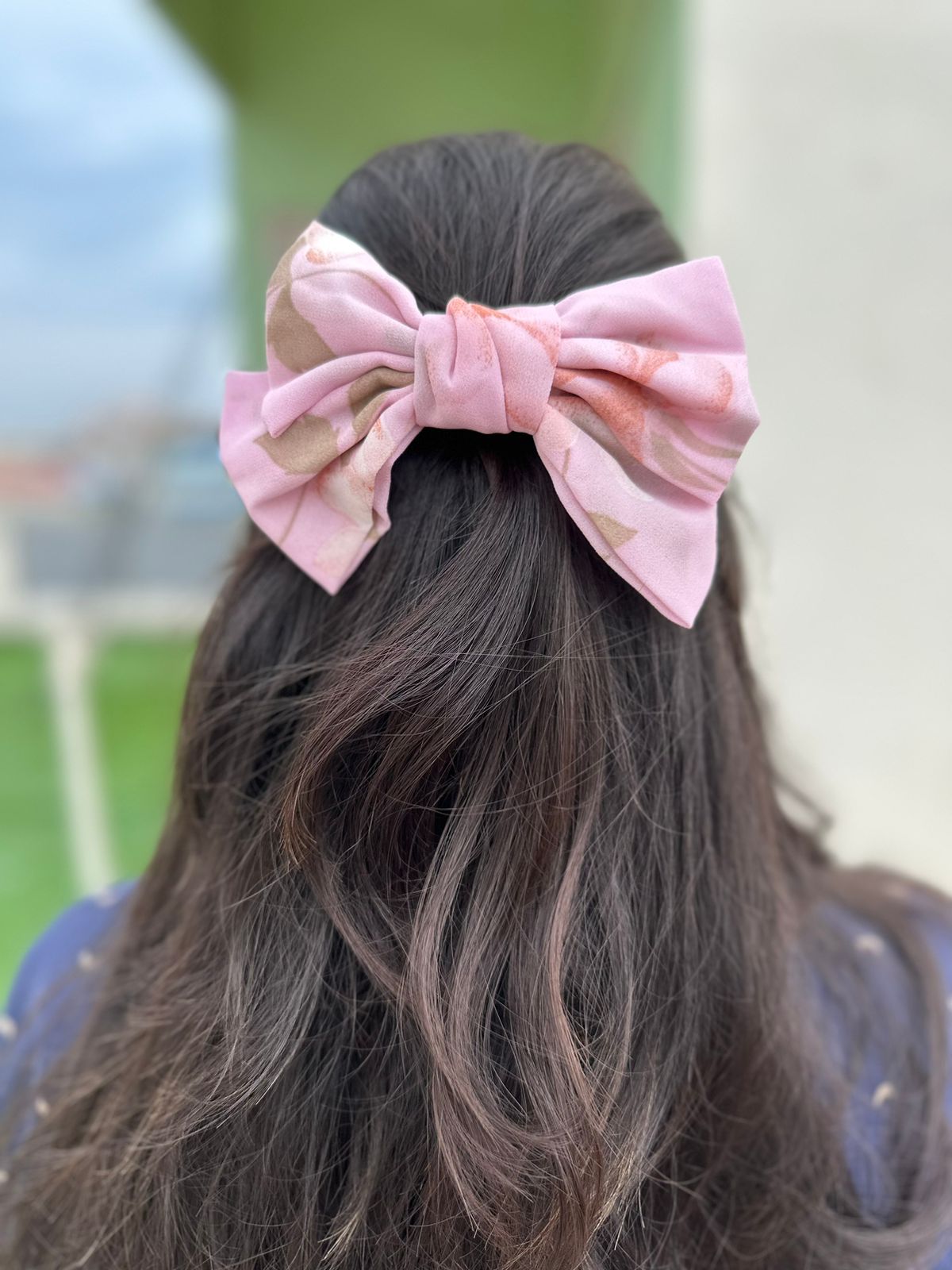 Big size floral bow alligator clip - Alluring Accessories