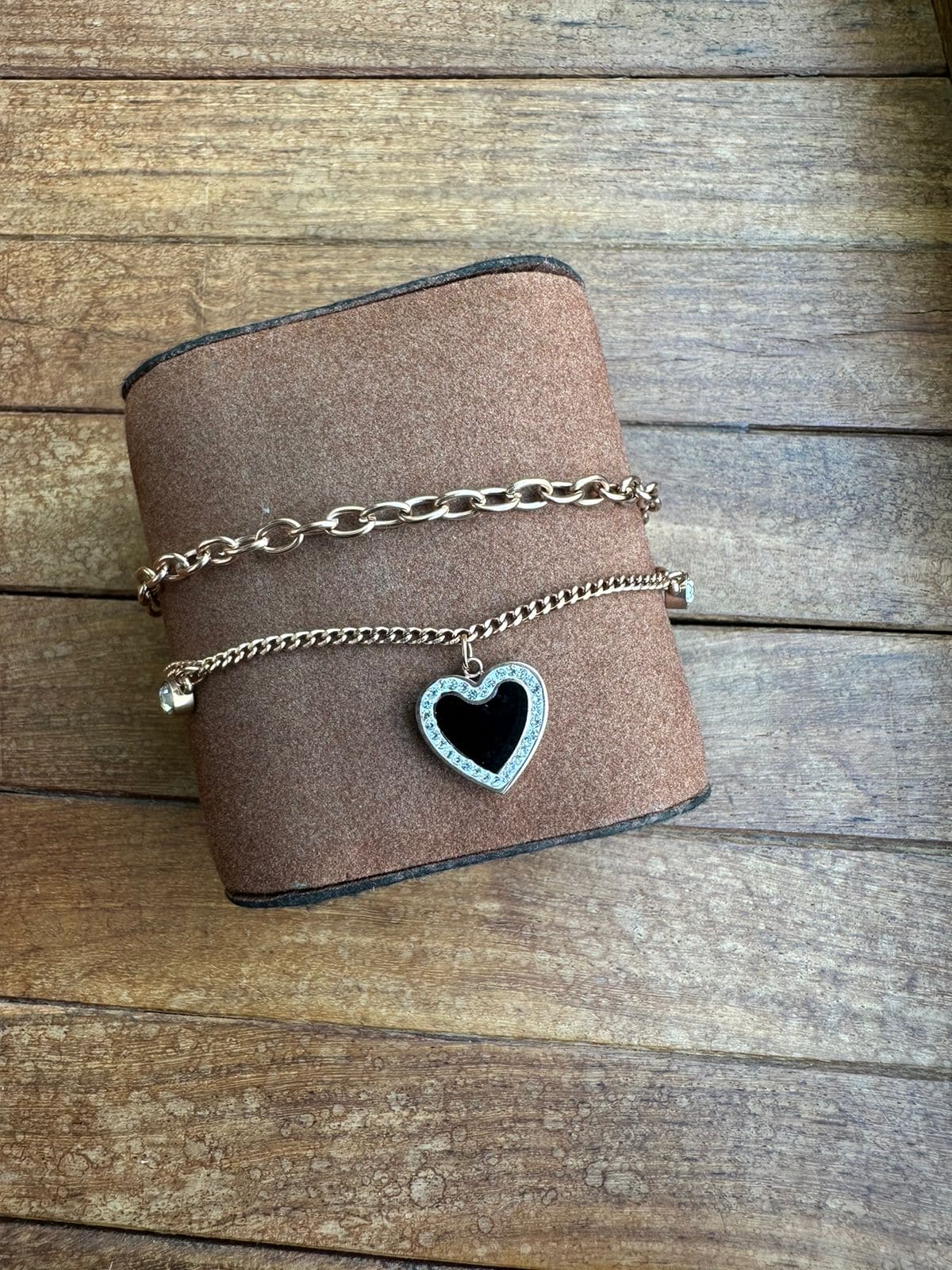 Black heart chain adjustable bracelet - Alluring Accessories