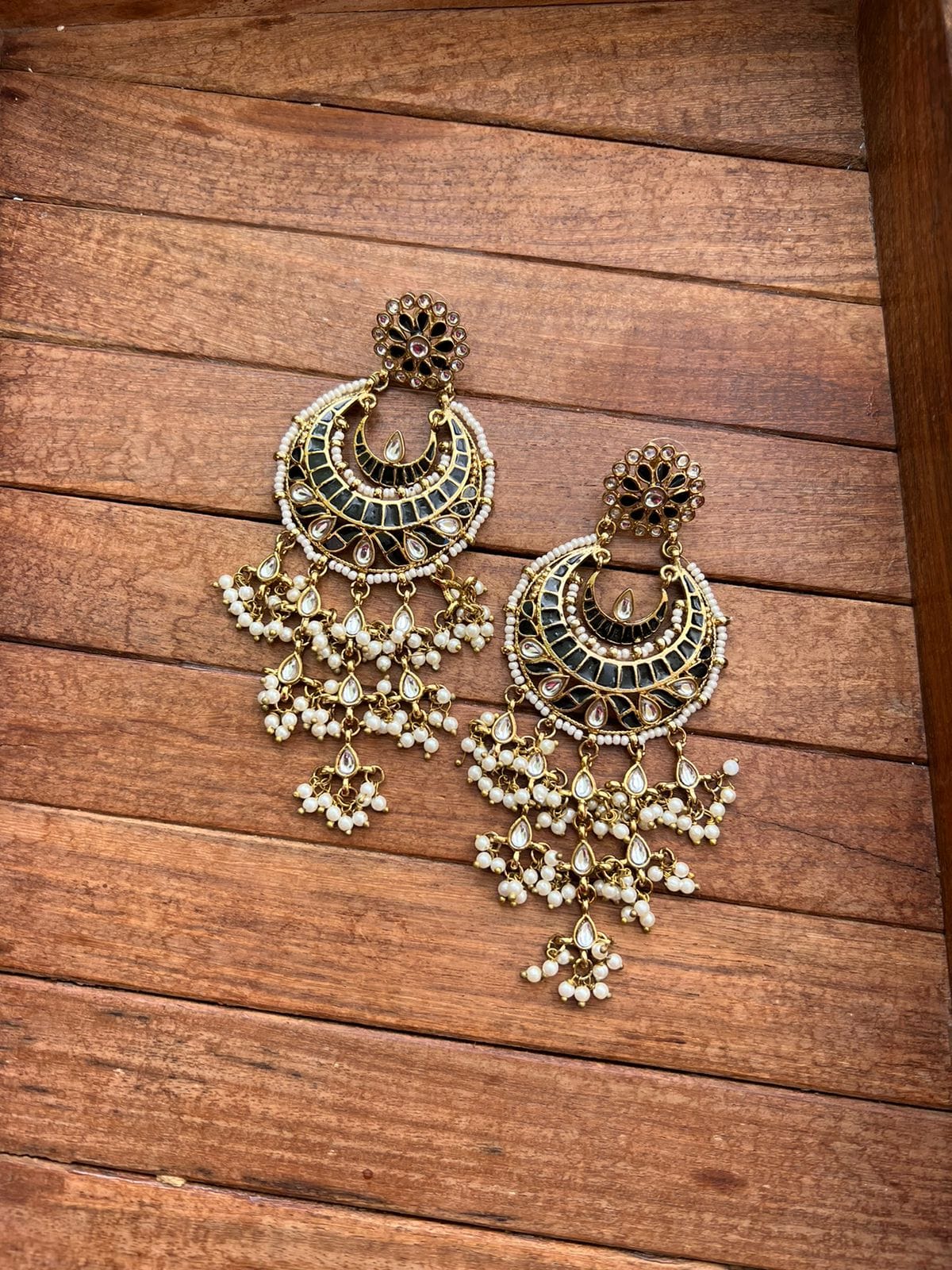 Black meenakari chandbalis - Alluring Accessories