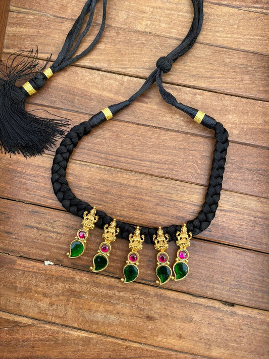 Black thread real kundan lakshmi necklace - Alluring Accessories