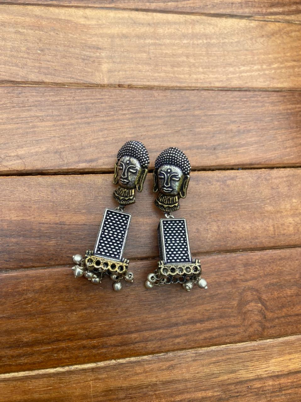 Buddha two tone earrings - Alluring Accessories