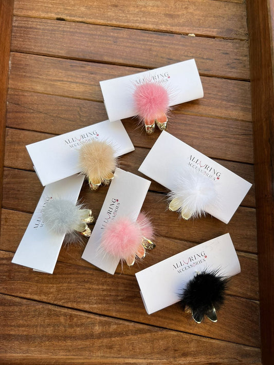 Bunny fur clips - Alluring Accessories