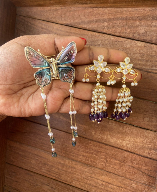 Butterfly clip and earrings combo - Alluring Accessories