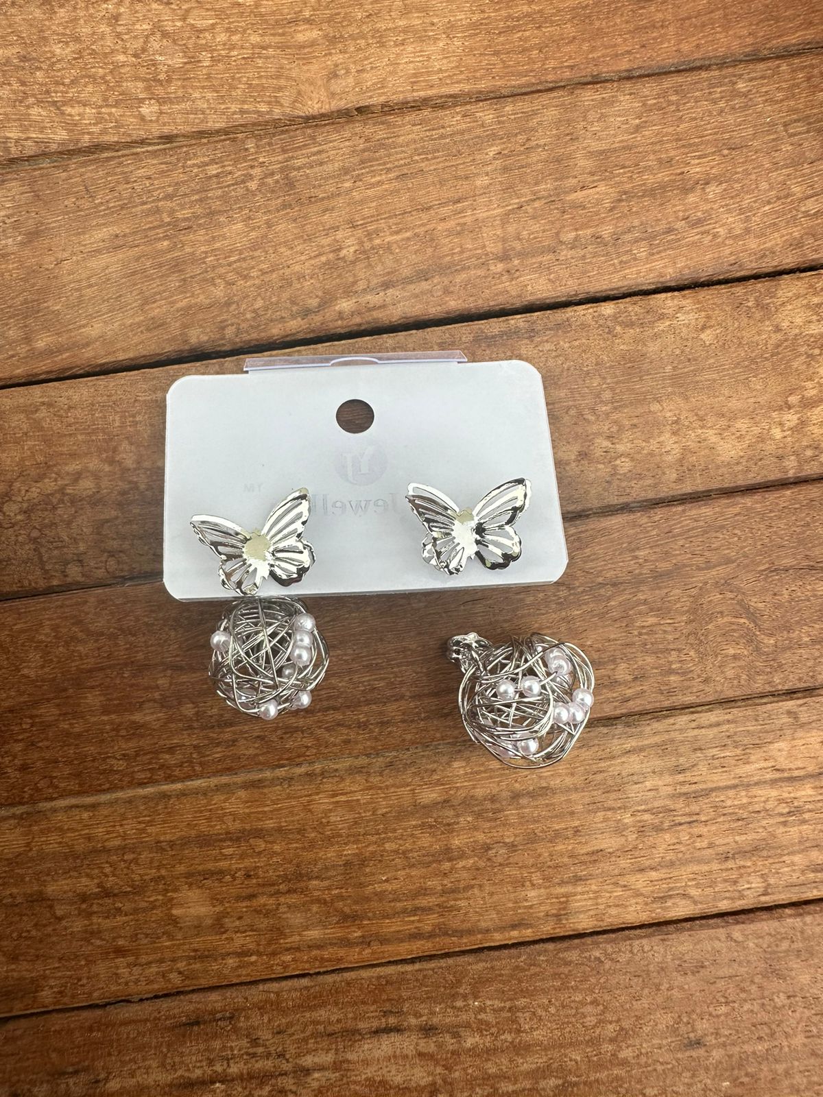 Butterfly front and back ball earrings - Alluring Accessories