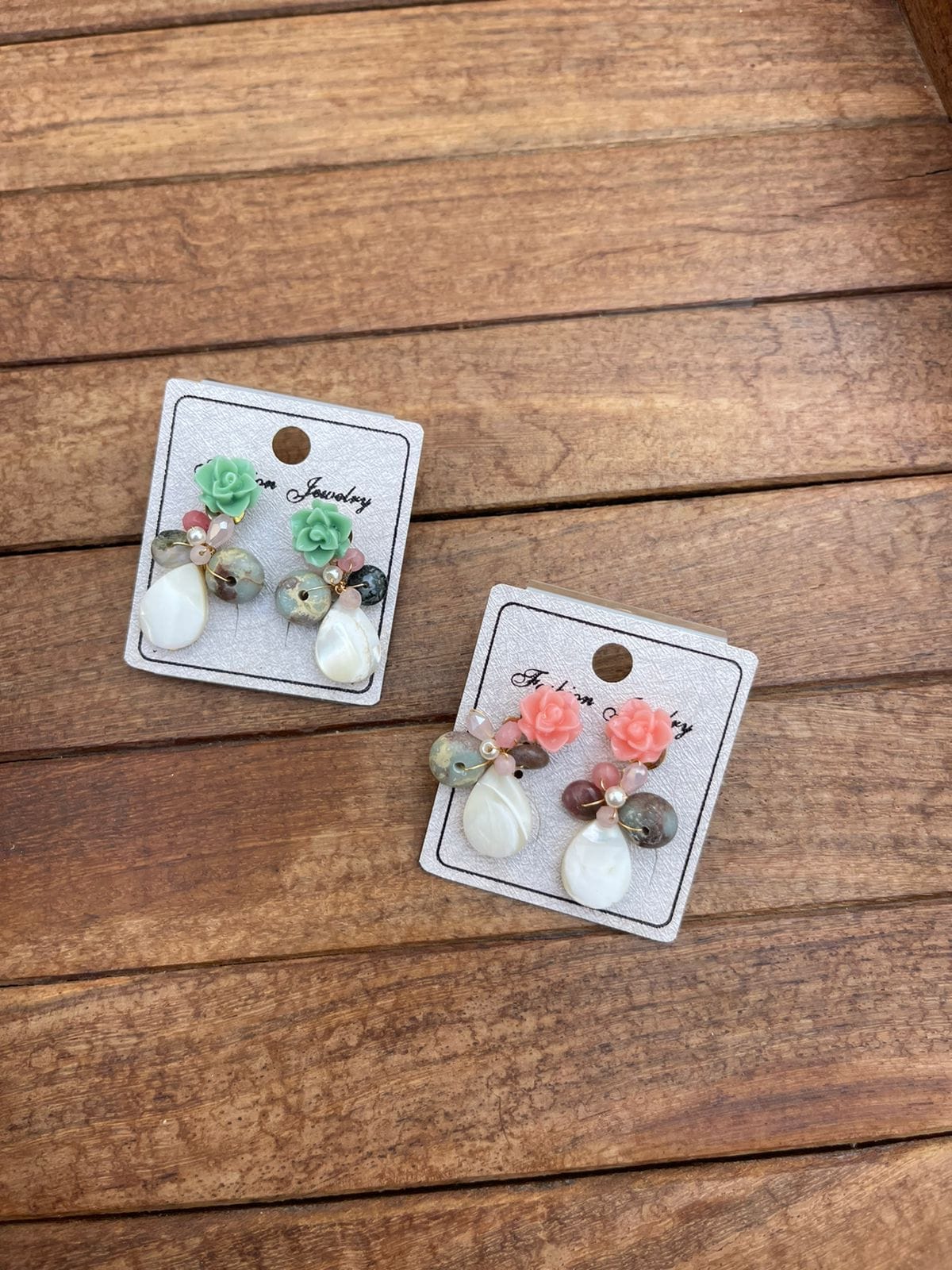 Ceramic flower embossed studs - Alluring Accessories