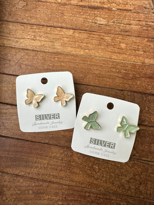 Ceramic pastel butterfly studs - Alluring Accessories