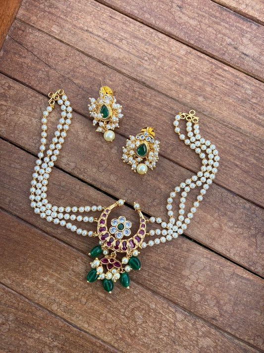 Chandbali choker with earrings combo - Alluring Accessories