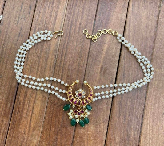 Chandbali locket with pearls choker - Alluring Accessories
