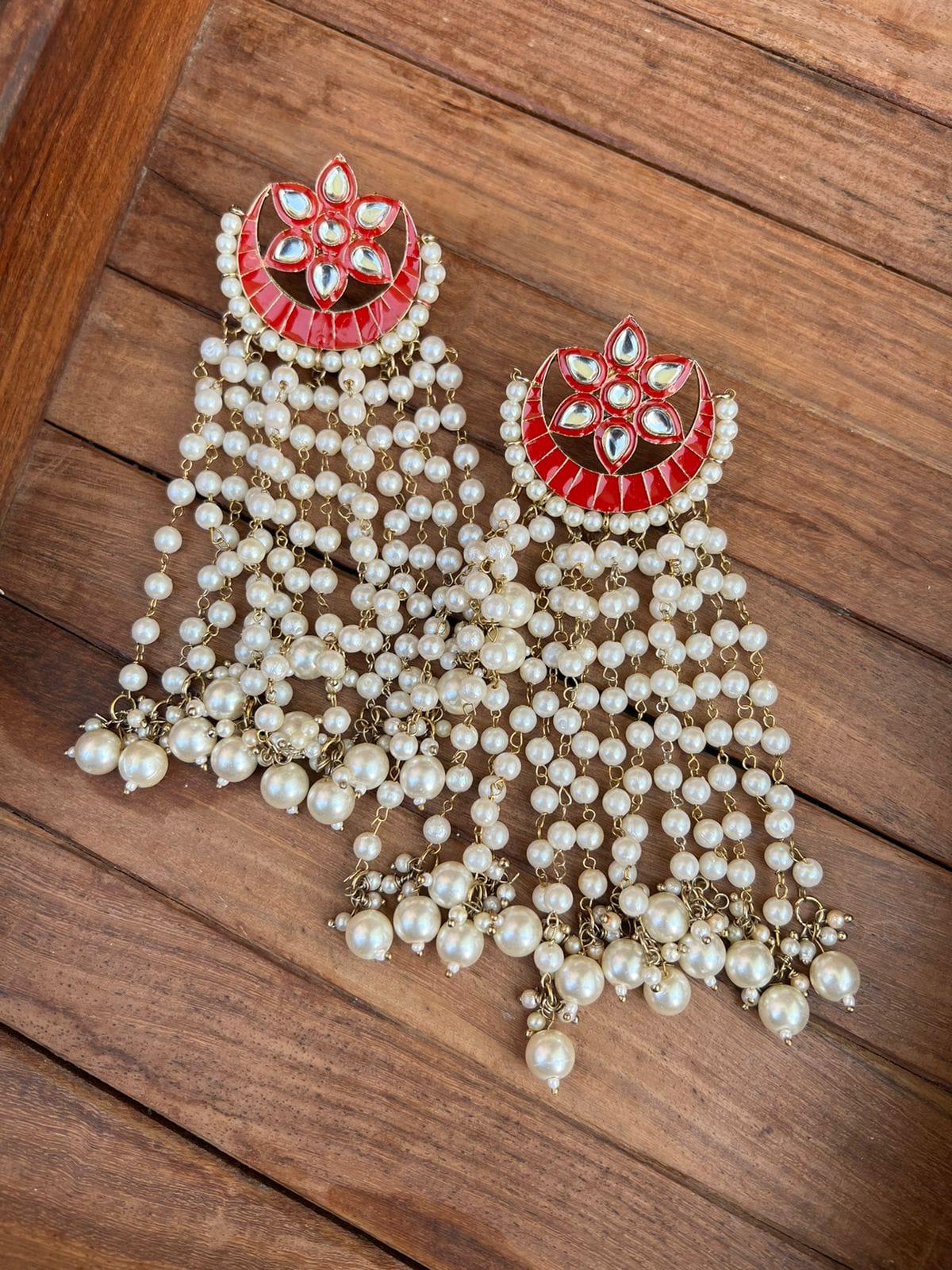 Chandbali Pearl Hangings - Alluring Accessories