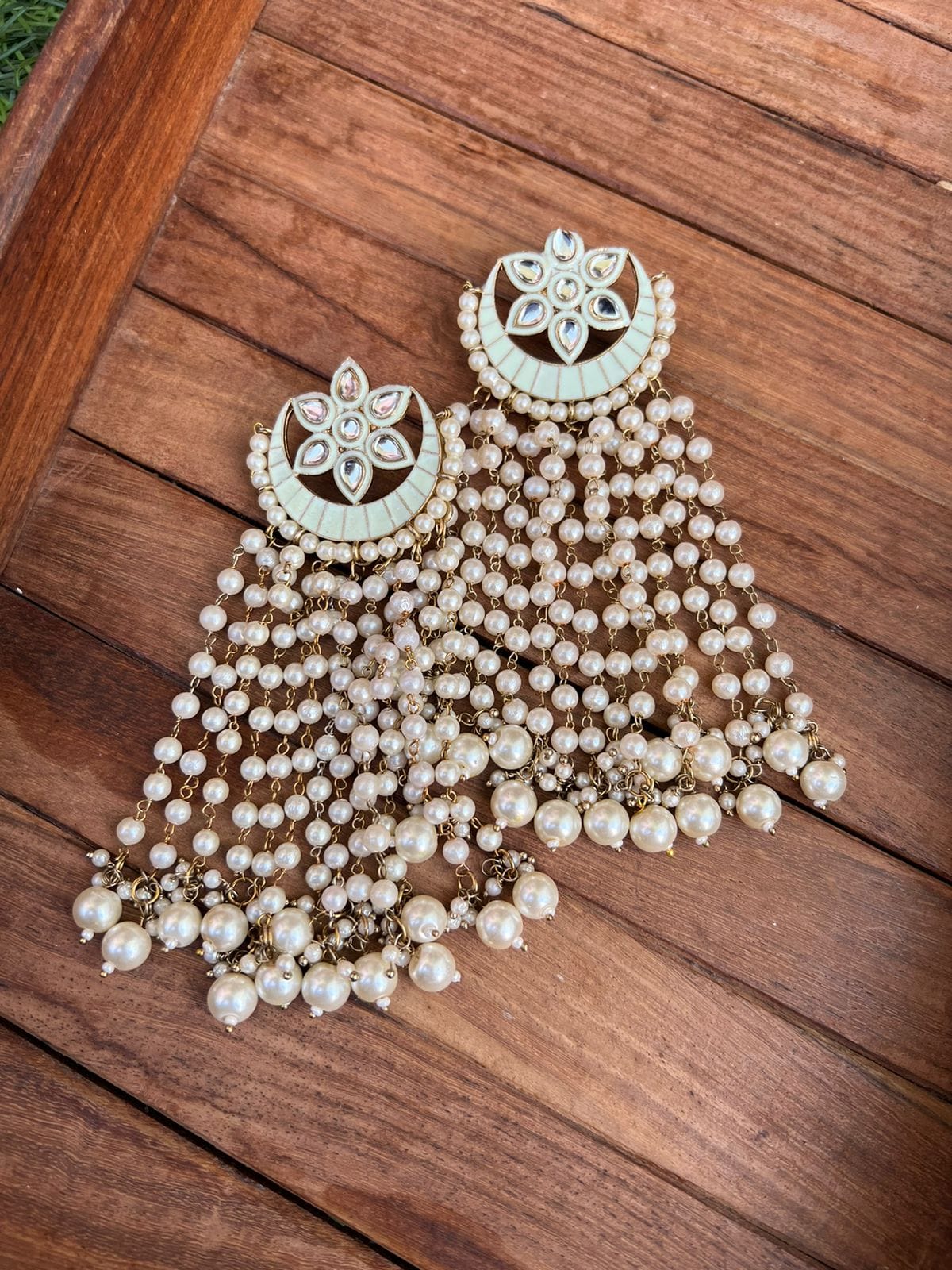 Chandbali Pearl Hangings - Alluring Accessories