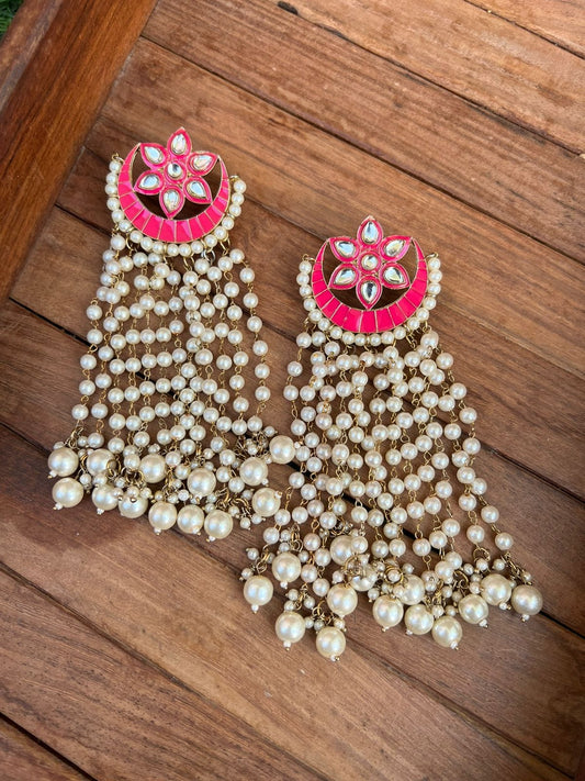 Chandbali Pearl Hangings - Alluring Accessories