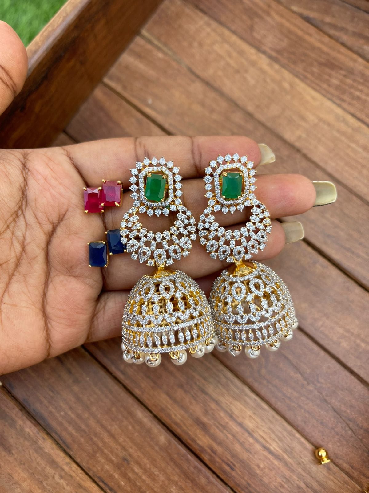 Changeable long chandbali jhumkas - Alluring Accessories