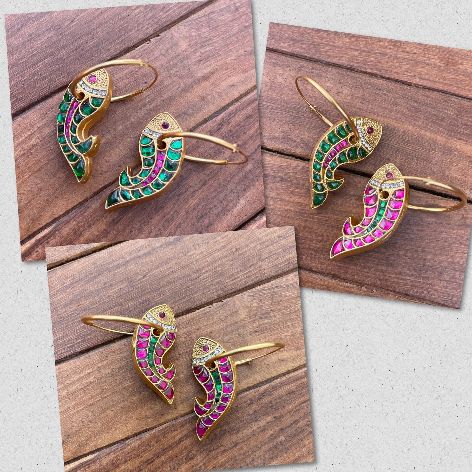 Changeable real kemp fish earrings(5 in 1) - Alluring Accessories