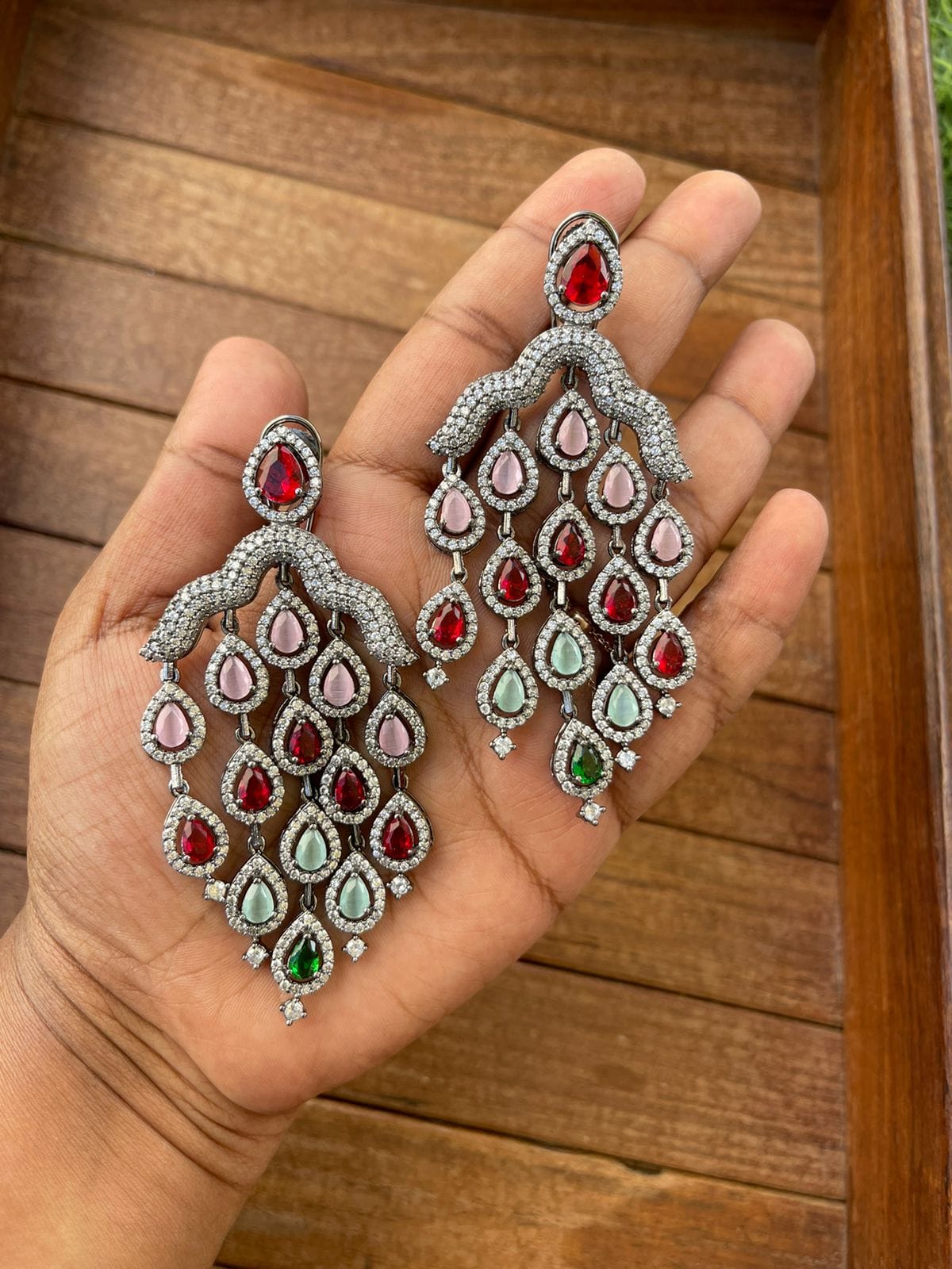 Clustered zircon hanging earrings - Alluring Accessories