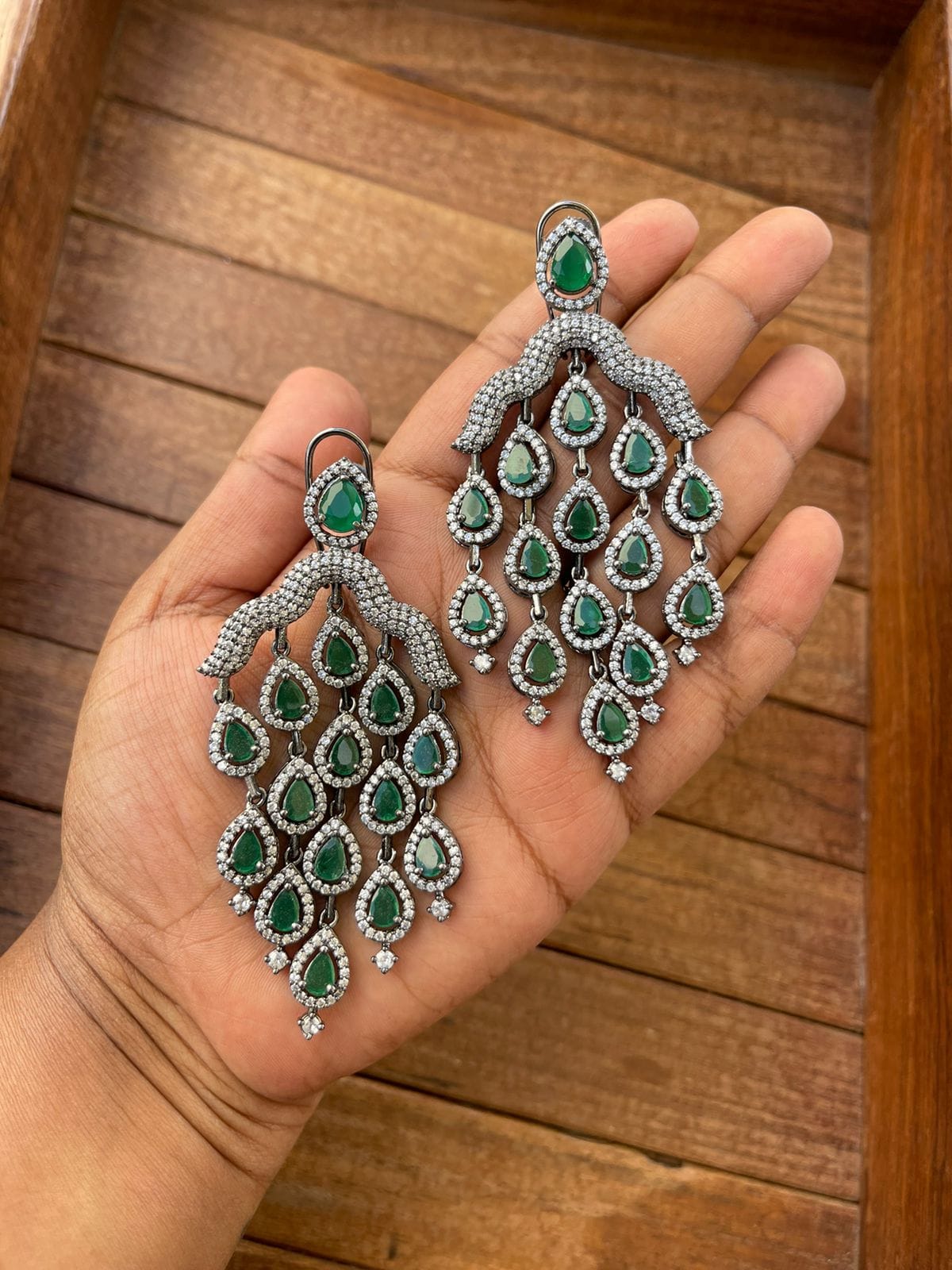 Clustered zircon hanging earrings - Alluring Accessories