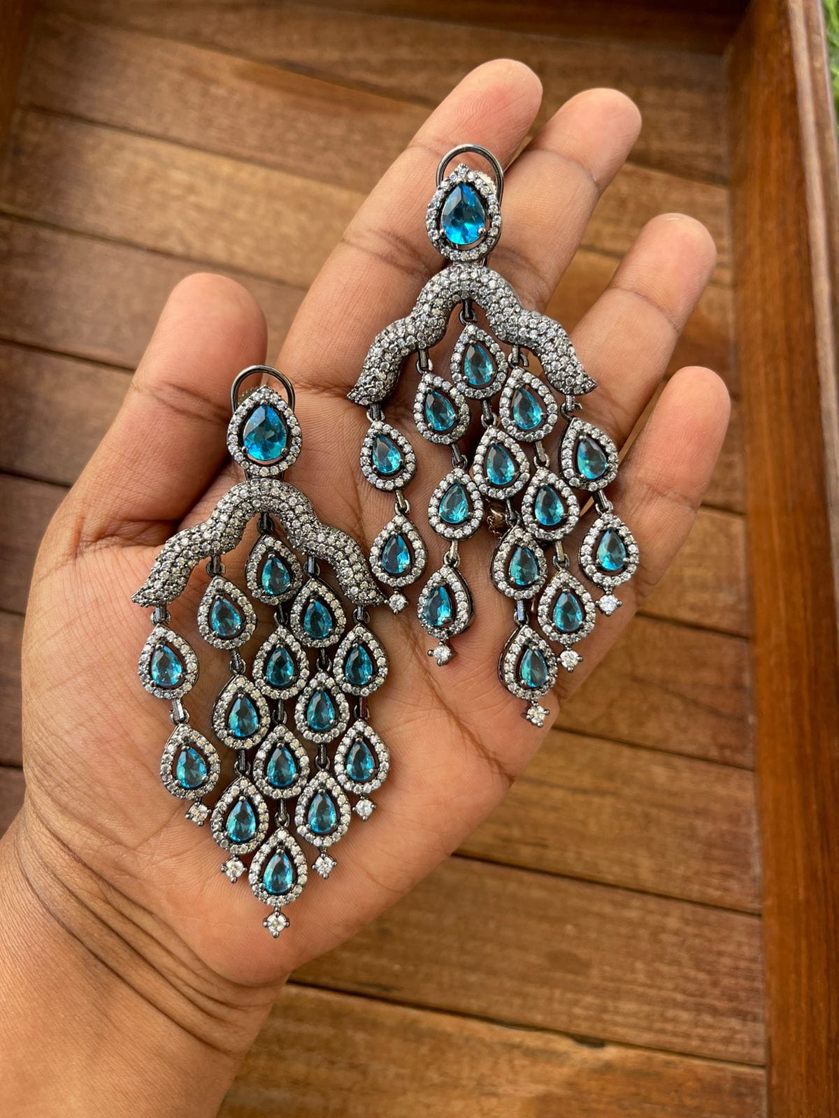 Clustered zircon hanging earrings - Alluring Accessories