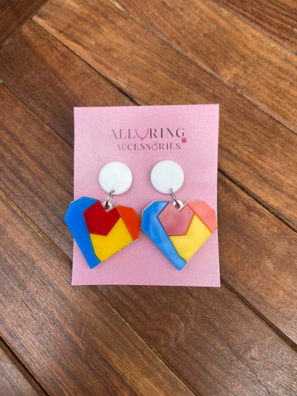 Colourful heart earrings design 1 - Alluring Accessories