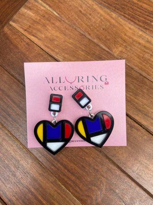 Colourful heart earrings design 2 - Alluring Accessories